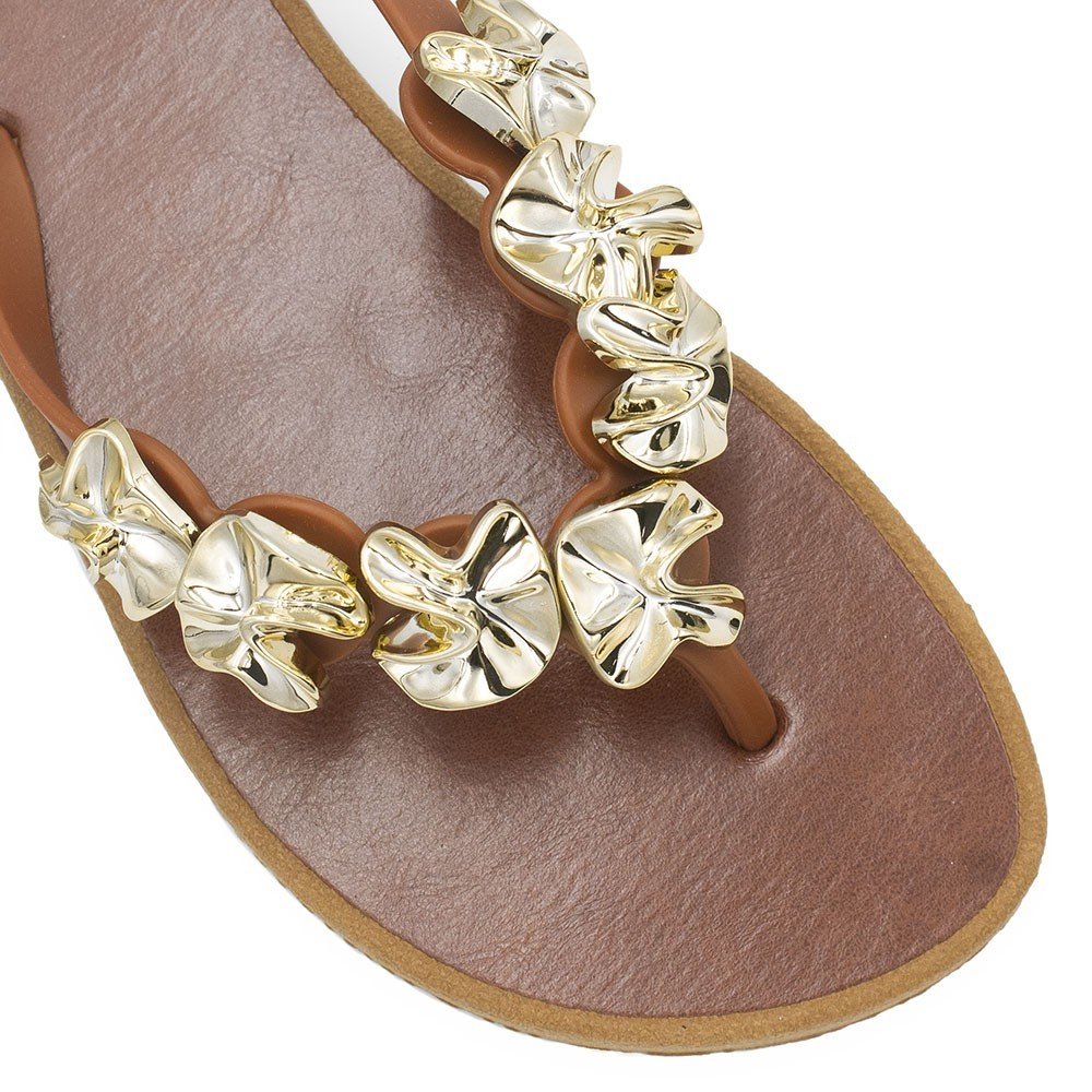 Chinelo Zatta De Dedo Detalhe de Aplicaçoes Virgínia Caramelo Marrom 5
