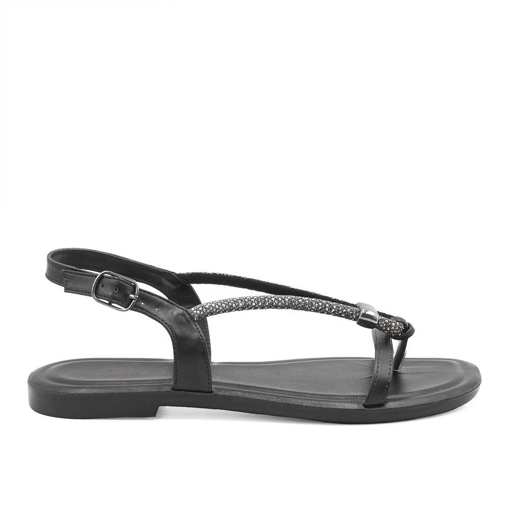 Rasteira Zatta  Strass Ajustável Poliana Preto