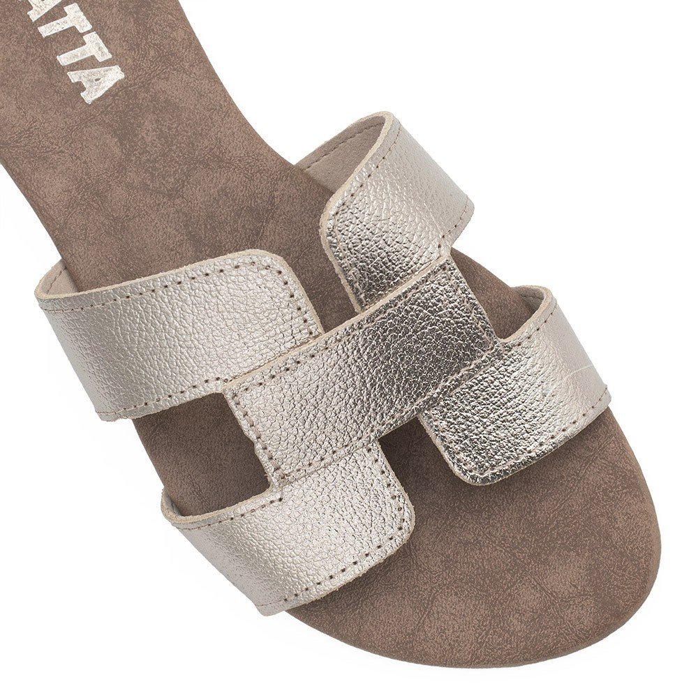 Rasteira Zatta H Couro Milena Prata Velho Dourado 8