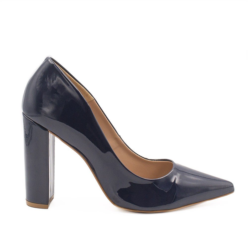 Scarpin Zatta Zatta Salto Grosso Jaine Verniz Marinho
