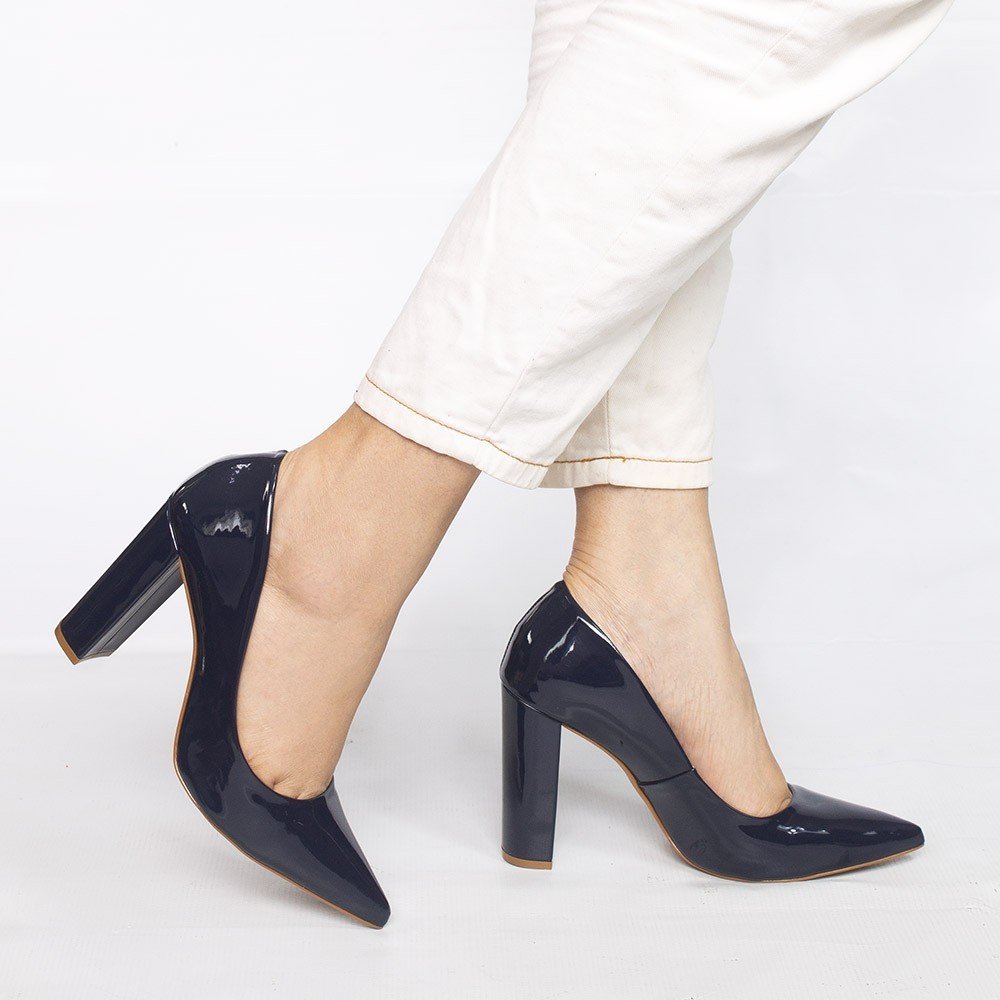 Scarpin Zatta Zatta Salto Grosso Jaine Verniz Marinho Marinho 2