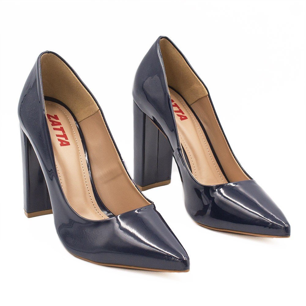 Scarpin Zatta Zatta Salto Grosso Jaine Verniz Marinho Marinho 3