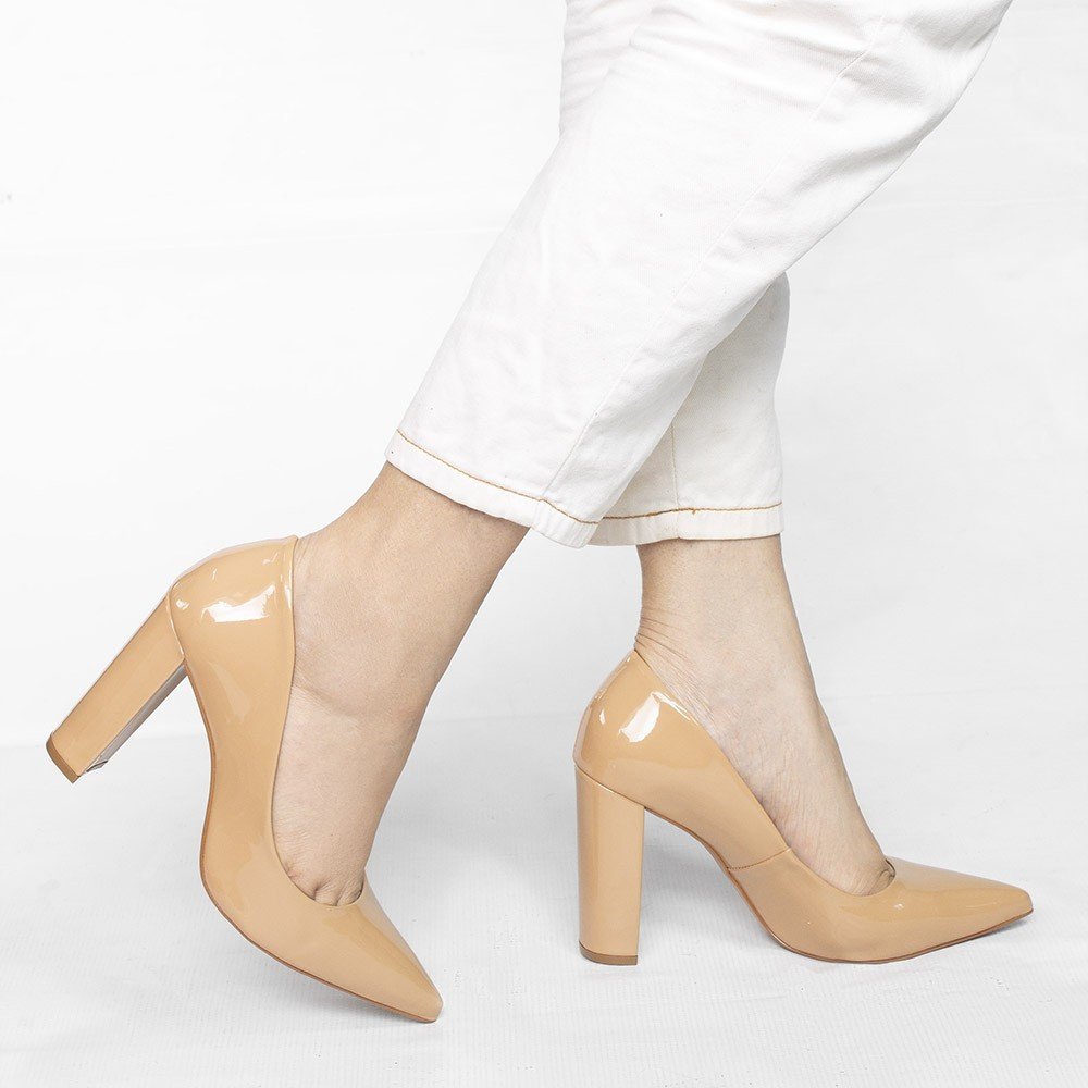 Scarpin Zatta Zatta Salto Grosso Jaine Verniz Palha Palha 2