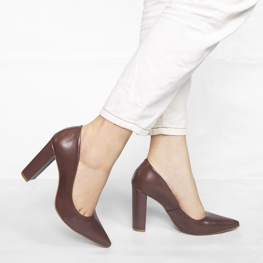 Scarpin Zatta Zatta Salto Grosso Jaine Napa Marrom Marrom 2