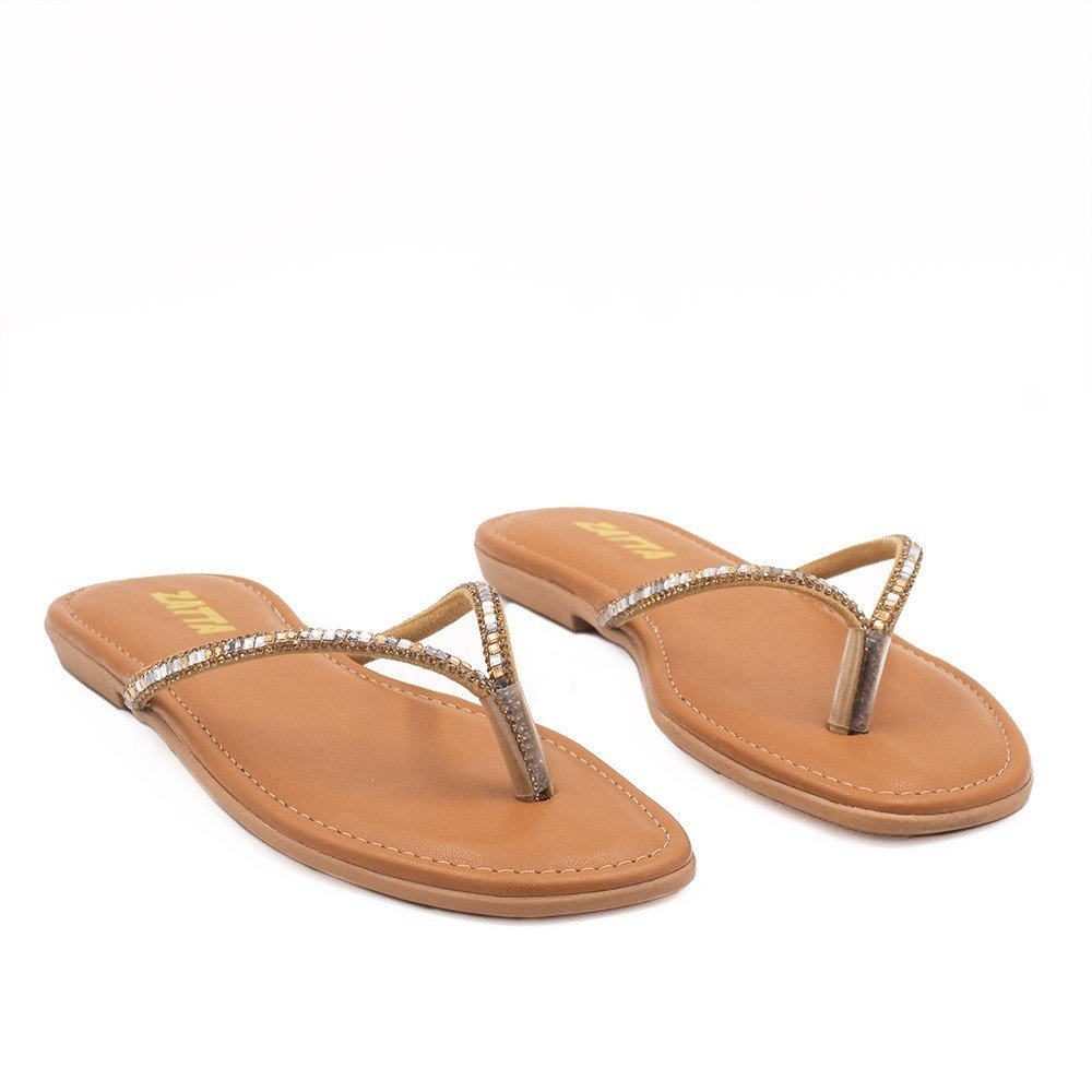 Rasteira  Zatta Brilho Tiane Caramelo Caramelo 3