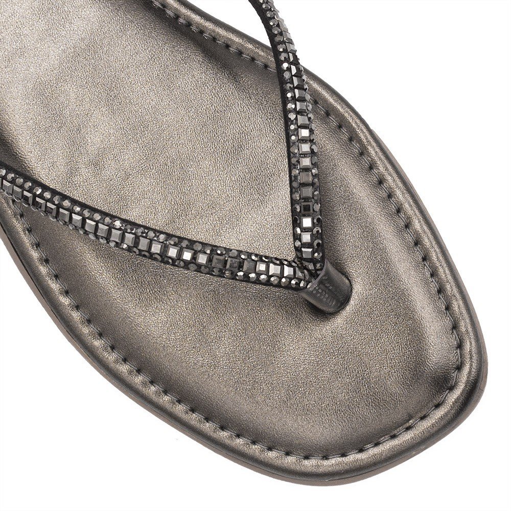 Rasteira  Zatta Brilho Tiane Chumbo Chumbo 3