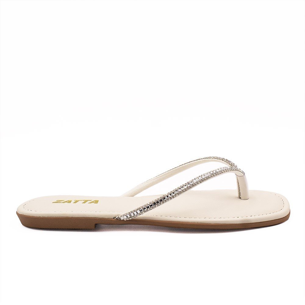 Rasteira  Zatta Brilho Tiane Off White