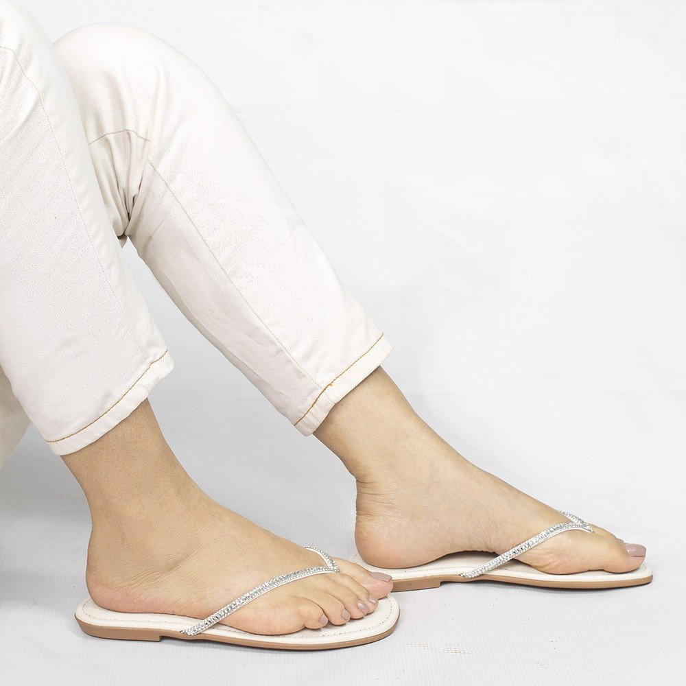 Rasteira  Zatta Brilho Tiane Off White Off White 2