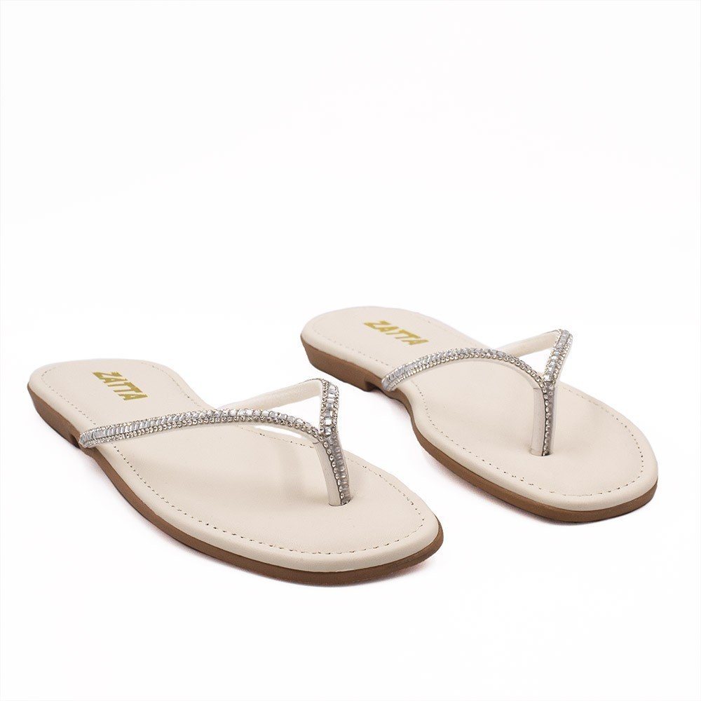 Rasteira  Zatta Brilho Tiane Off White Off White 5