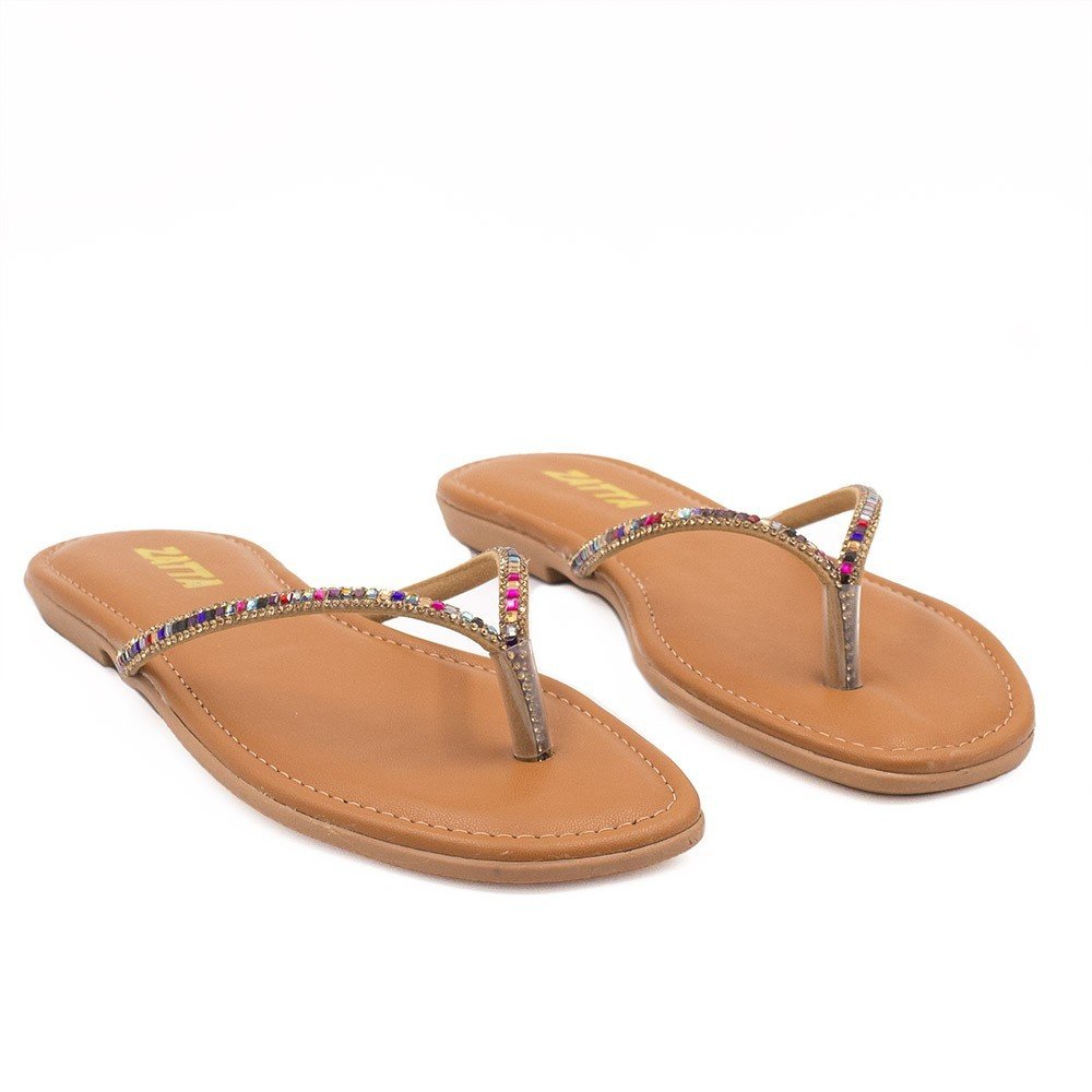 Rasteira  Zatta Brilho Tiane Multicolor Marrom 5