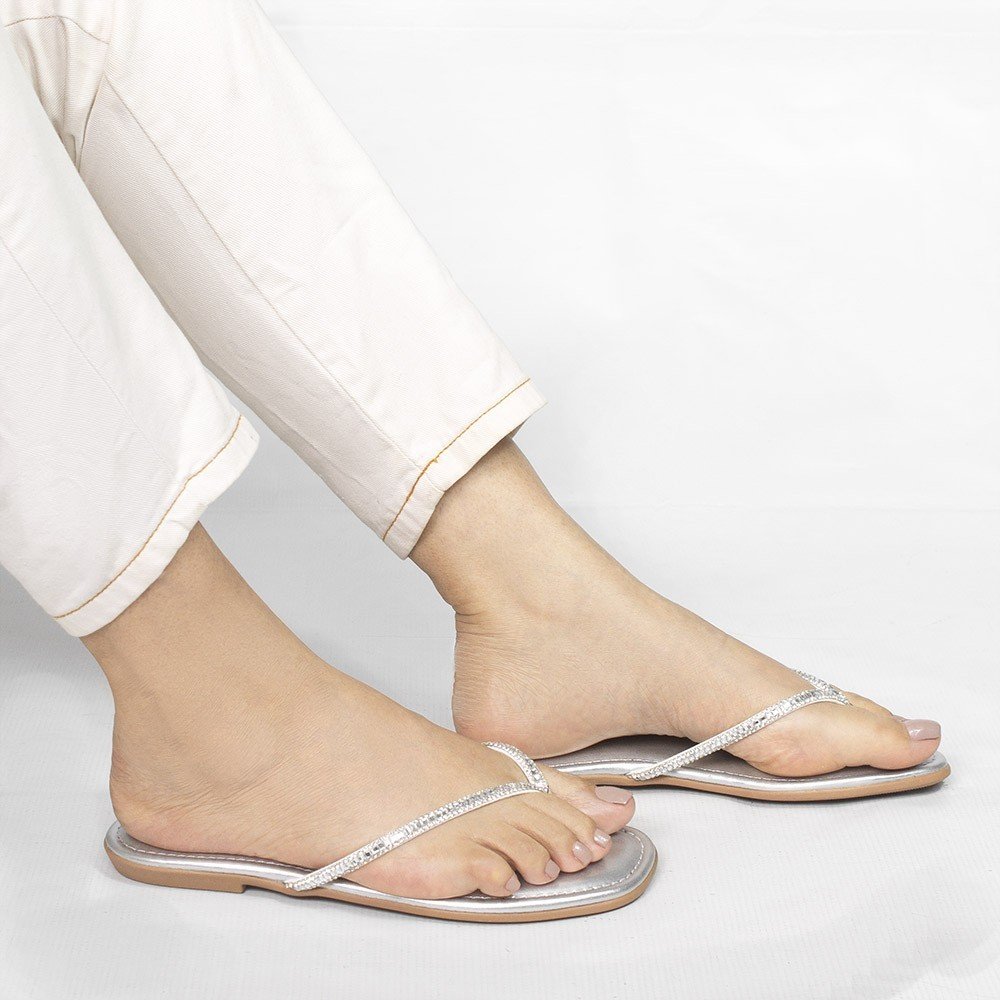 Rasteira  Zatta Brilho Tiane Prata Prata 2