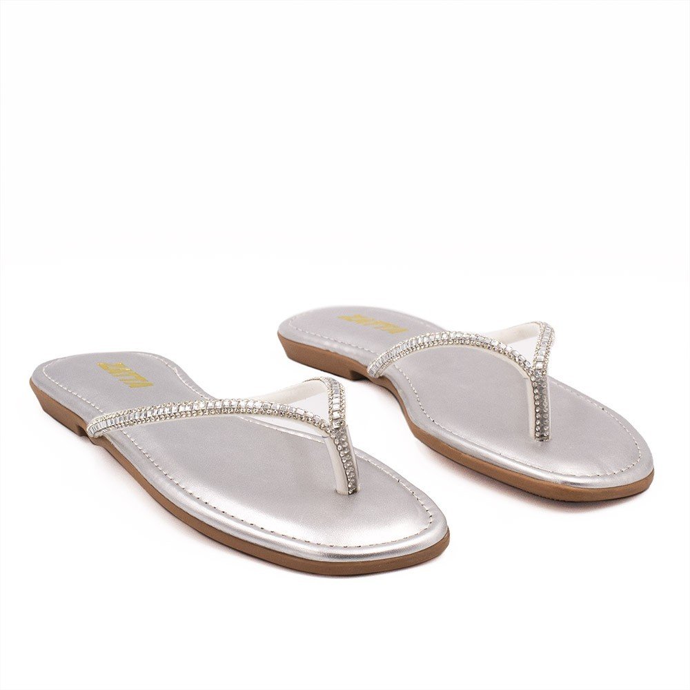 Rasteira  Zatta Brilho Tiane Prata Prata 3