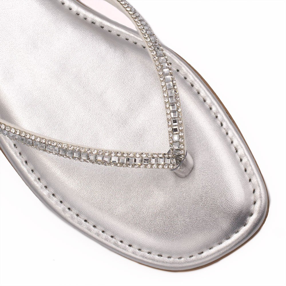 Rasteira  Zatta Brilho Tiane Prata Prata 5