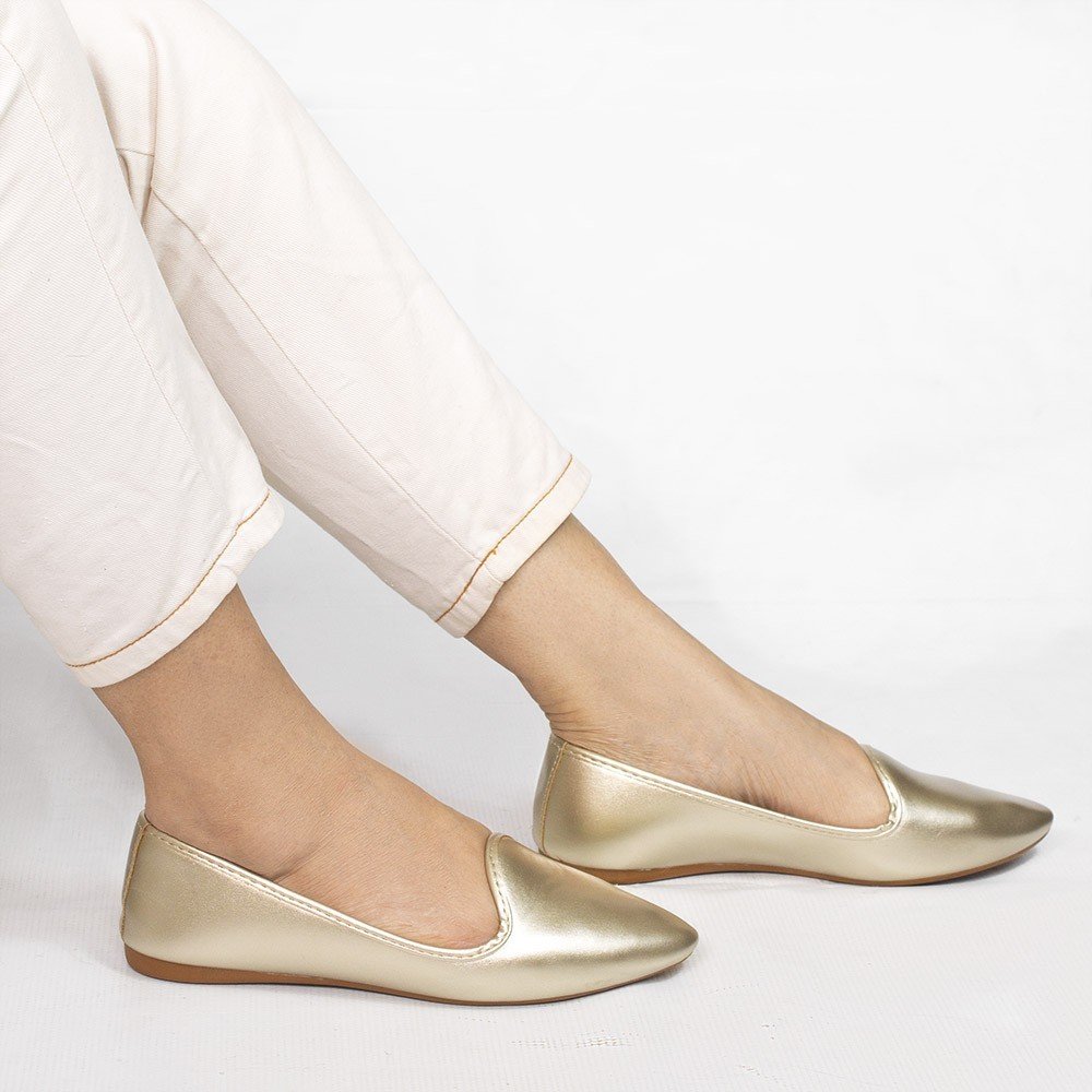 Sapato Mocassim Zatta Liso Ariadna Dourada Dourado 2