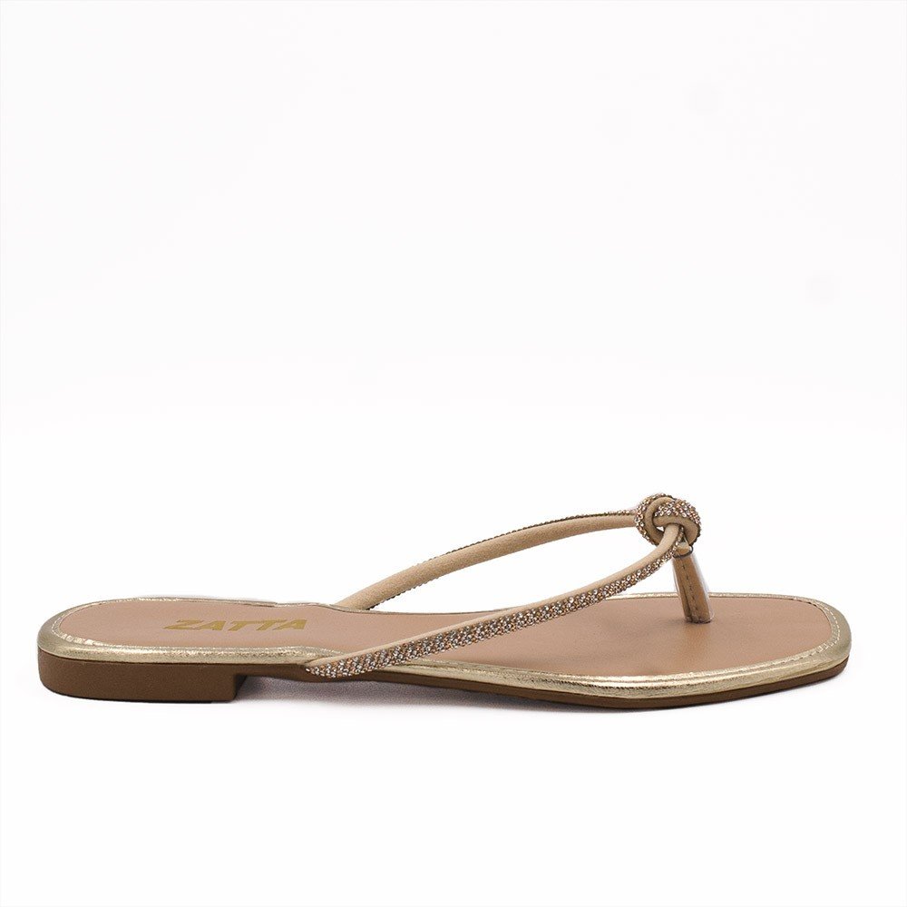 Rasteira Zatta de Dedo Nó Strass Samira  Dourada