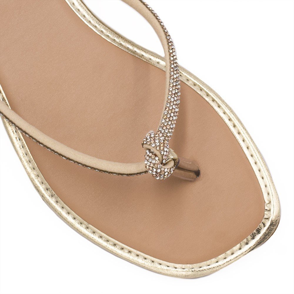 Rasteira Zatta de Dedo Nó Strass Samira  Dourada Dourado 5