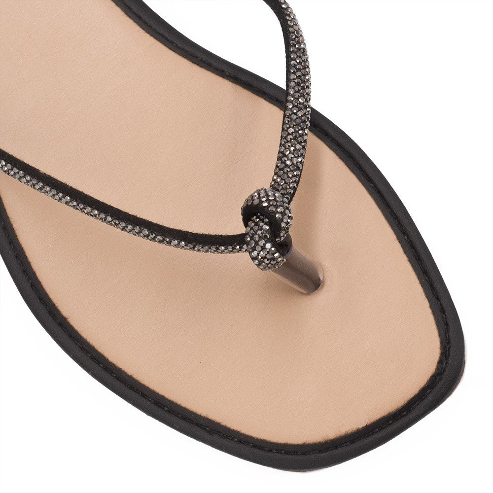 Rasteira Zatta de Dedo Nó Strass Samira  Preto Preto 3