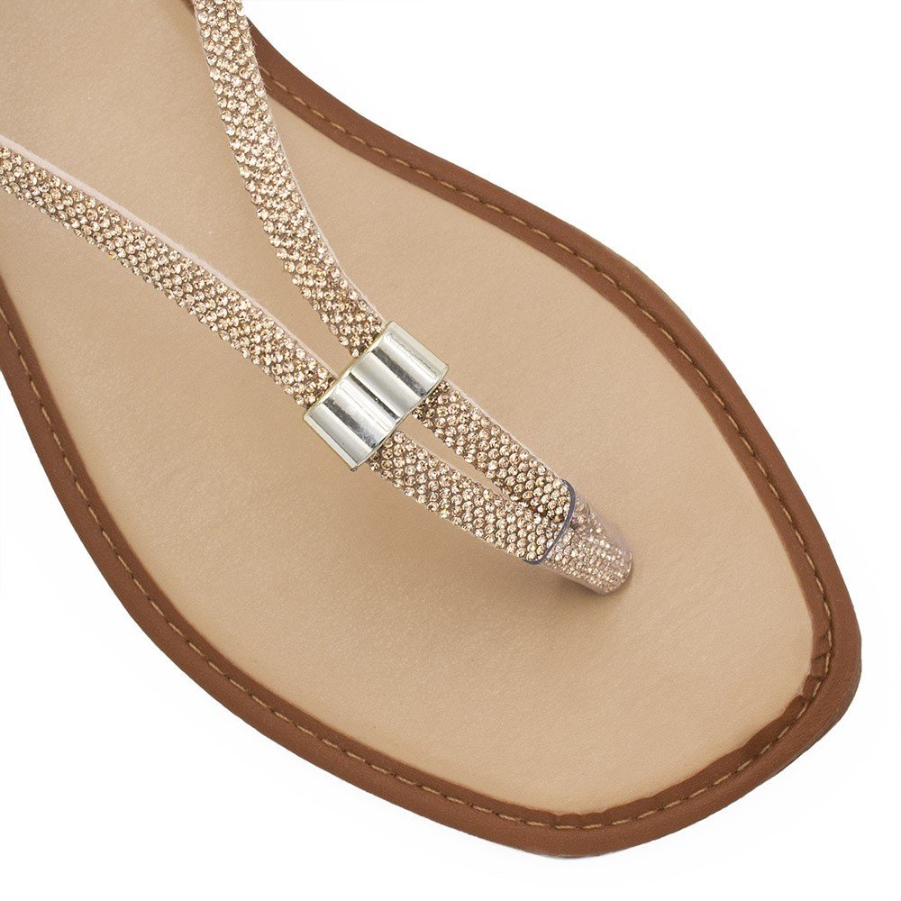 Rasteira Zatta Tira de Strass Antonieta Caramelo Marrom 5