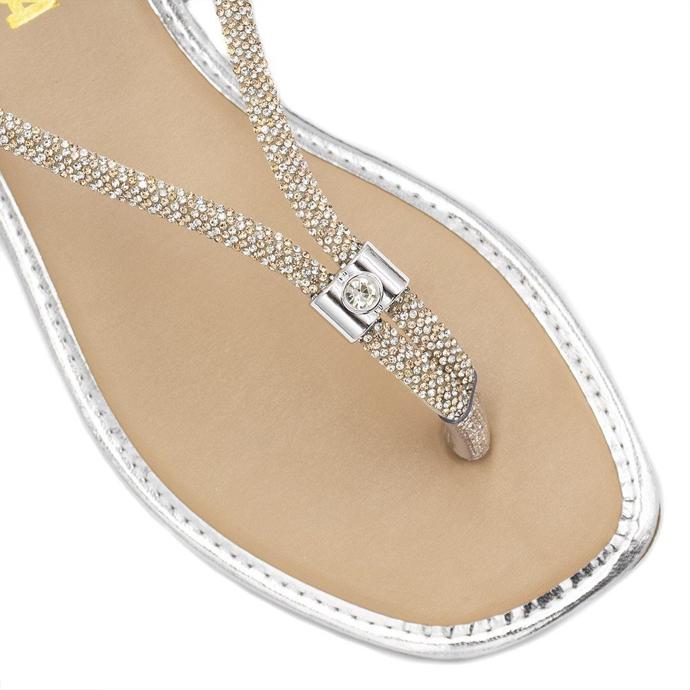 Rasteira Zatta Tira de Strass Antonieta Prata Prata 4