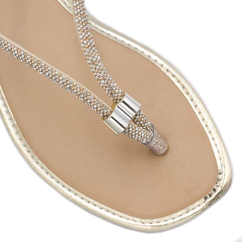 Rasteira Zatta Tira de Strass Antonieta Dourada Dourado 5