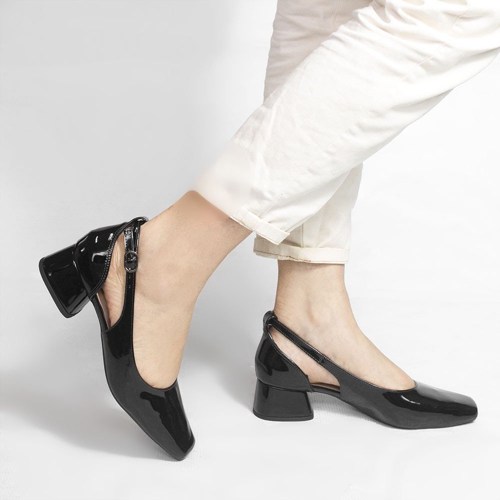 Sapato Zatta  Retrô  Bico Quadrado Ingrid Verniz Preto Preto 2