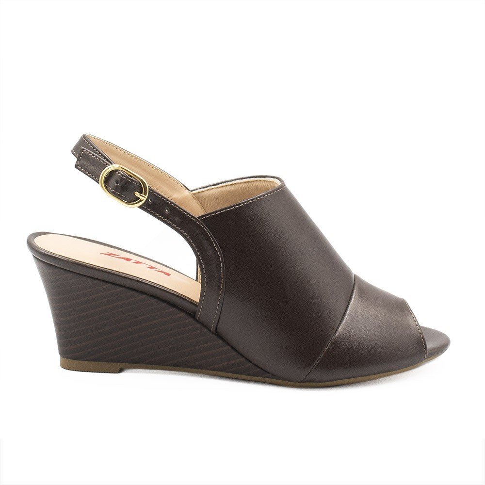 Sandália Peep Toe Zatta Anabela Iracema Marrom