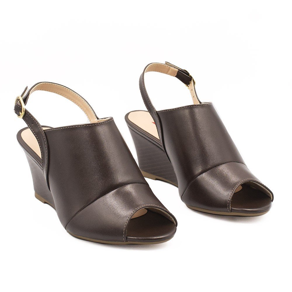 Sandália Peep Toe Zatta Anabela Iracema Marrom Marrom 3