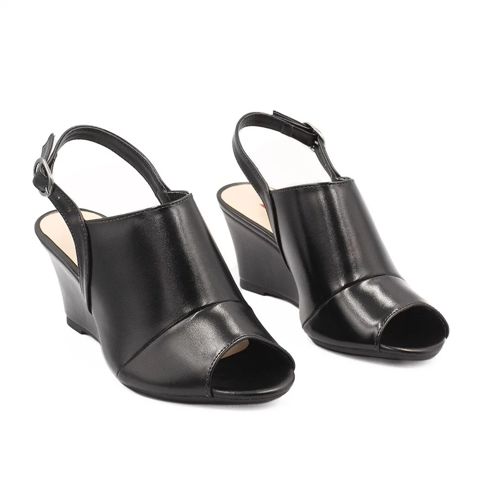 Sandália Peep Toe Zatta Anabela Iracema Preta Preto 2