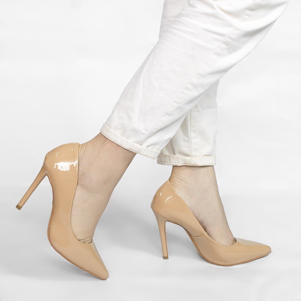 Scarpin Zatta Salto Alto Bico Fino Suzy Verniz  Nude Nude 2