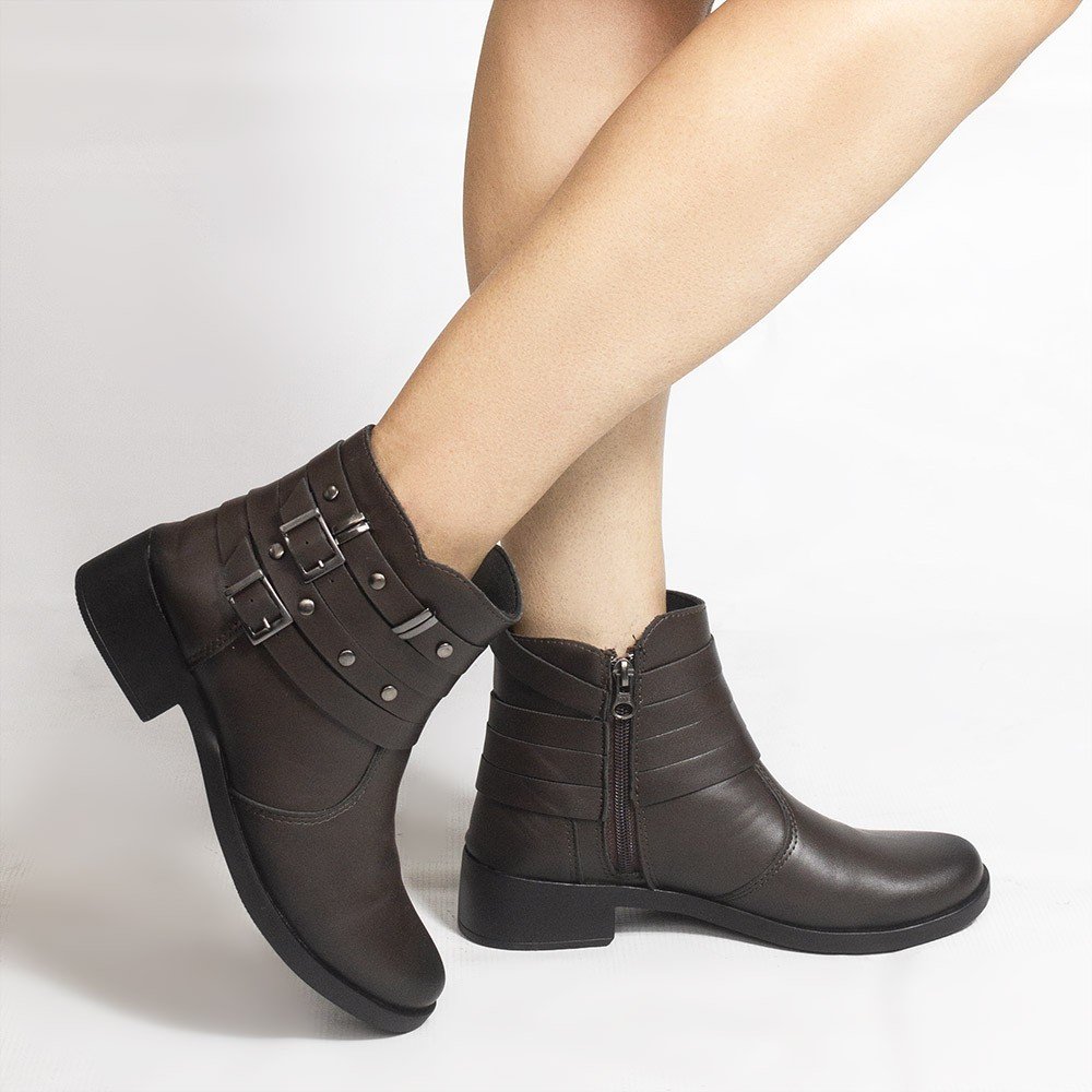 Bota Zatta Montaria Fivelas Laterais Lua Café Café 2