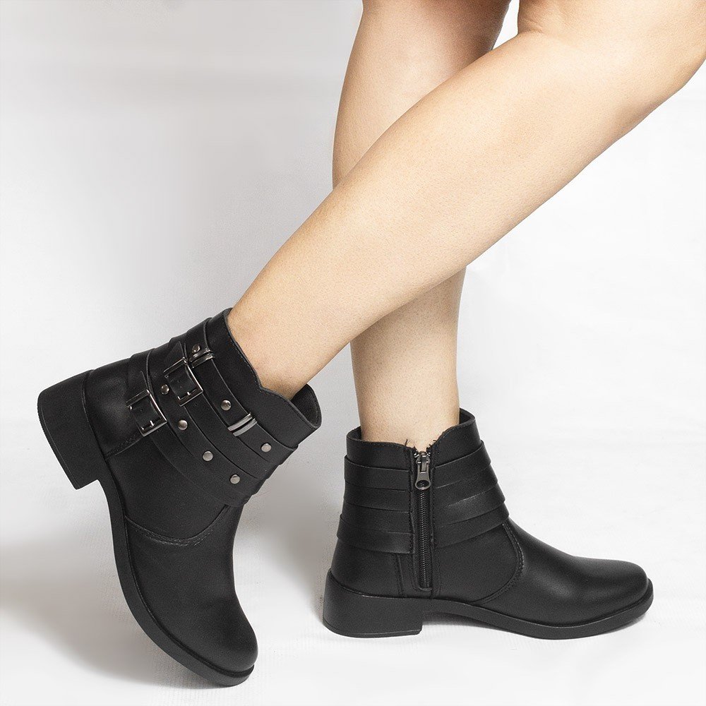 Bota Zatta Montaria Fivelas Laterais Lua Preta Preto 2