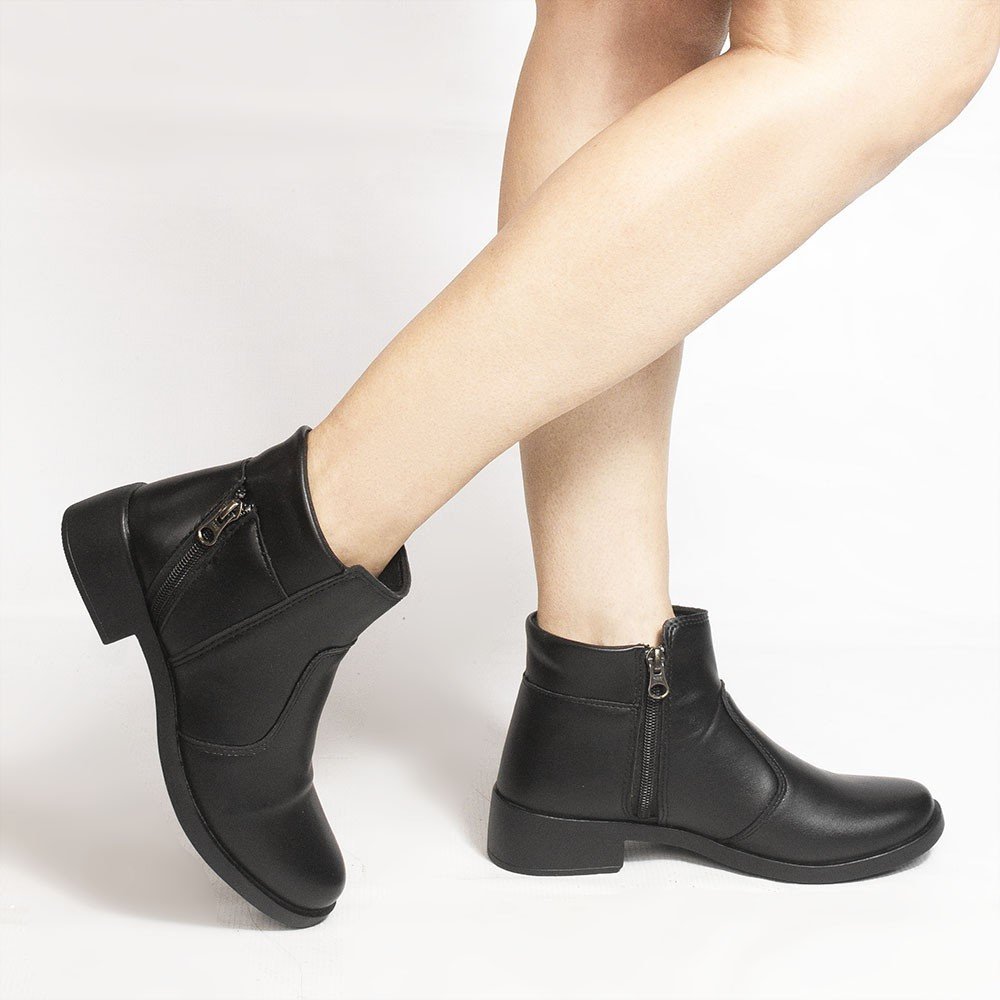 Bota Zatta  Montaria Cano Curto  Ziper Lateral Jamile Preta Preto 6