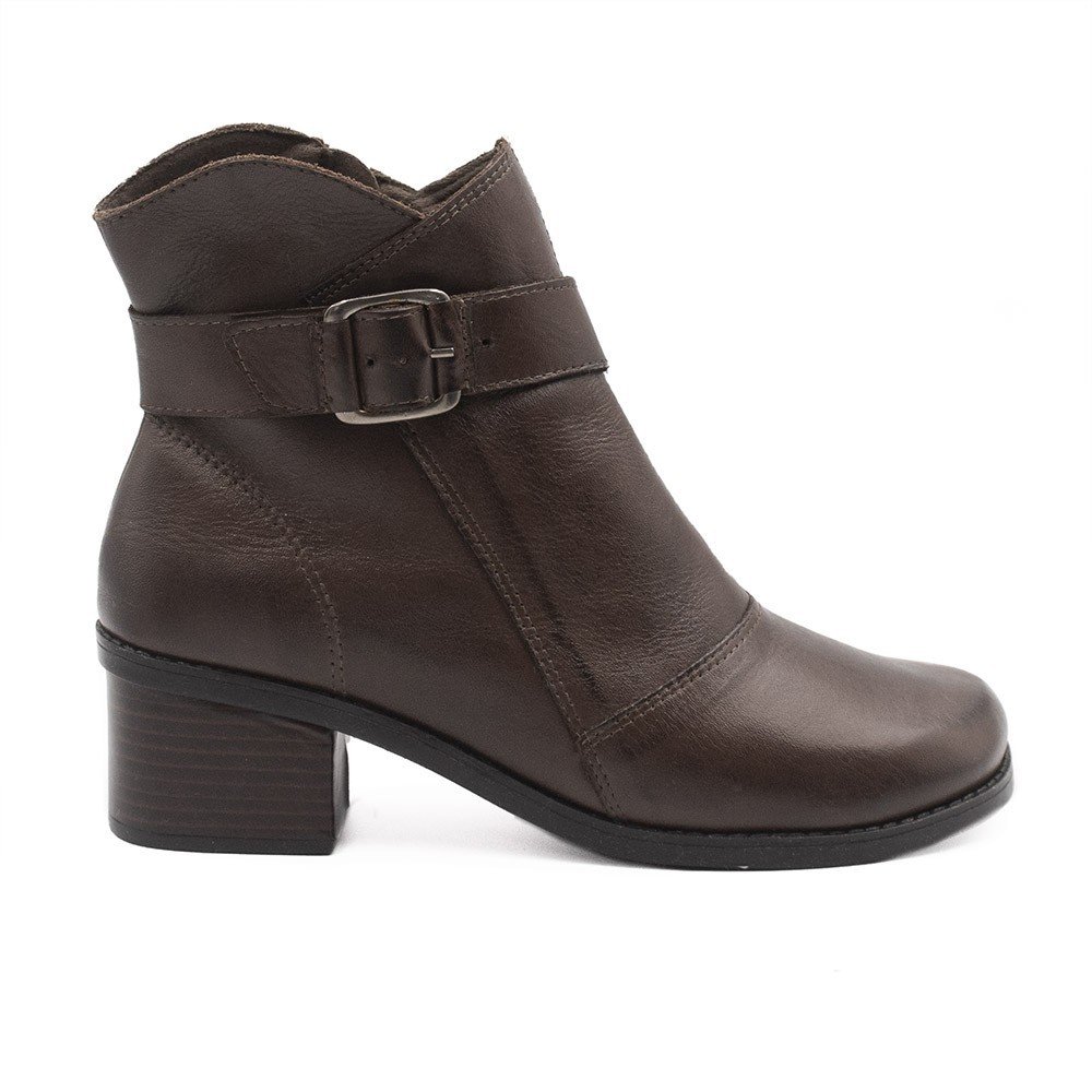Bota Zatta Coturno Couro Fivela Margarete Marrom