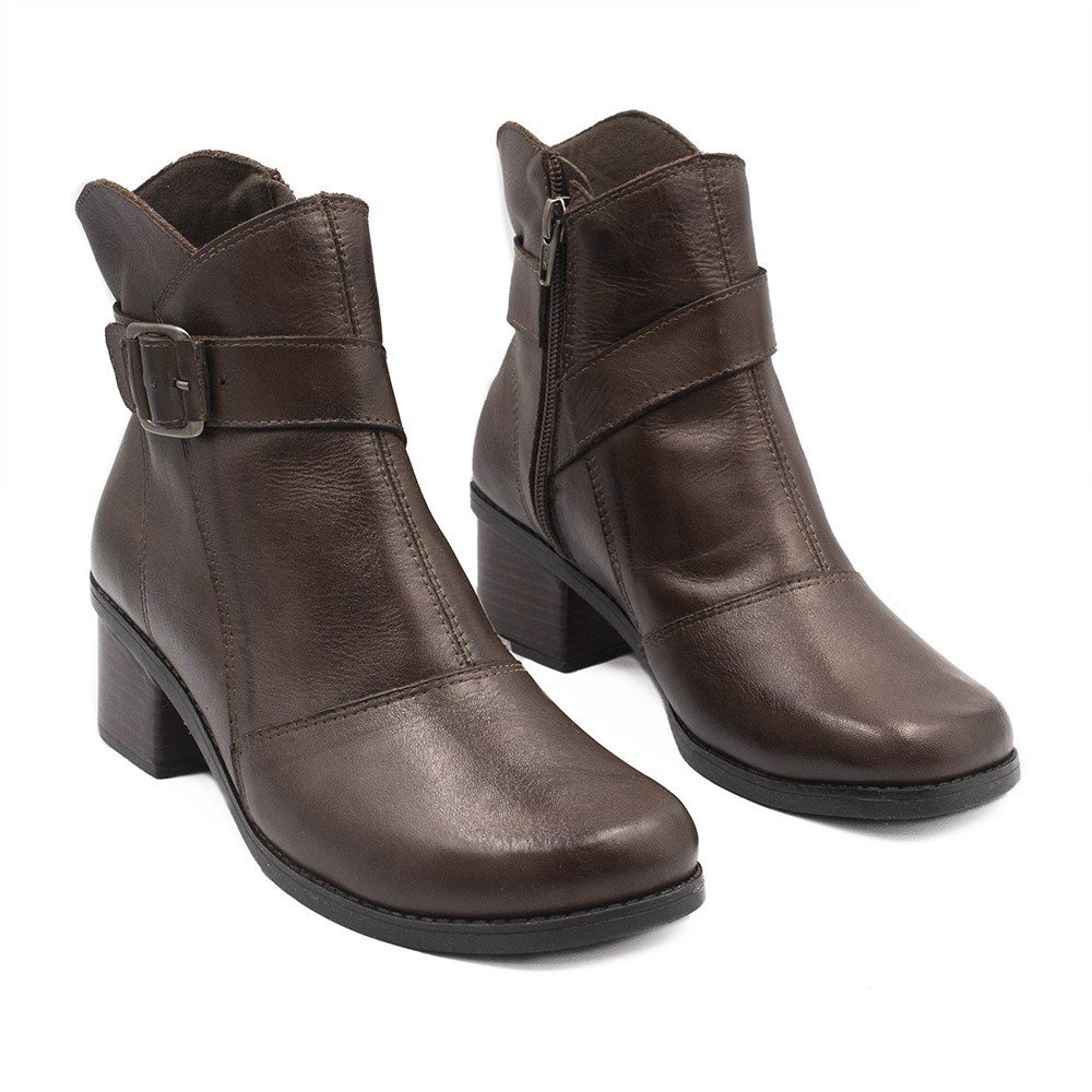Bota Zatta Coturno Couro Fivela Margarete Marrom Marrom 3