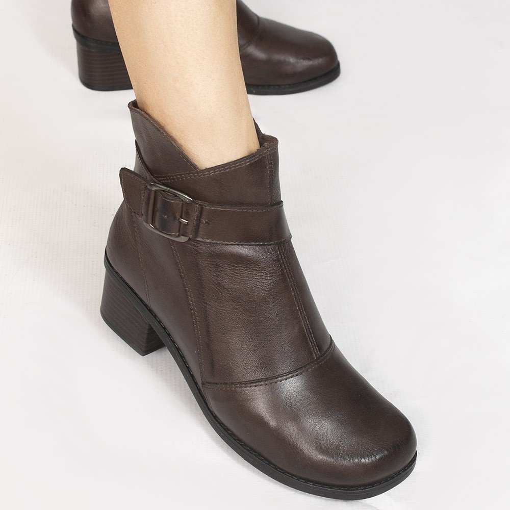 Bota Zatta Coturno Couro Fivela Margarete Marrom Marrom 4