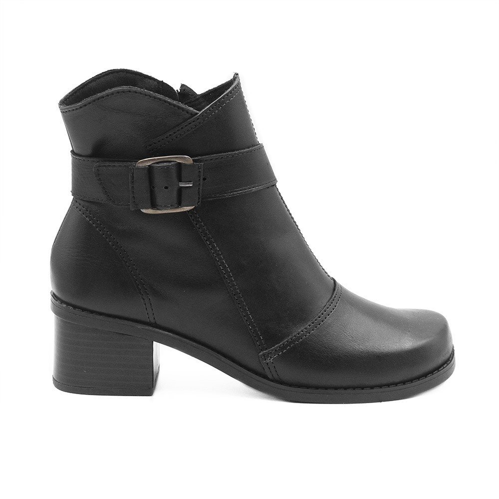 Bota Zatta Coturno Couro Fivela Margarete Preta