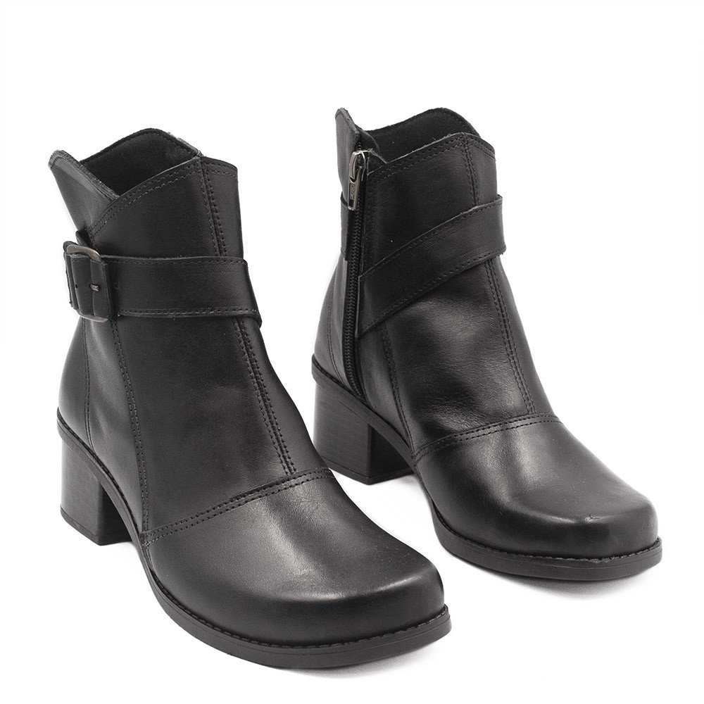 Bota Zatta Coturno Couro Fivela Margarete Preta Preto 3