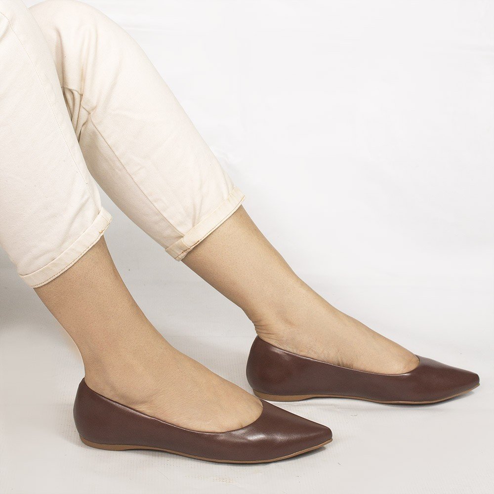 Sapatilha Zatta Flat Bico Fino Noely Marrom Marrom 2