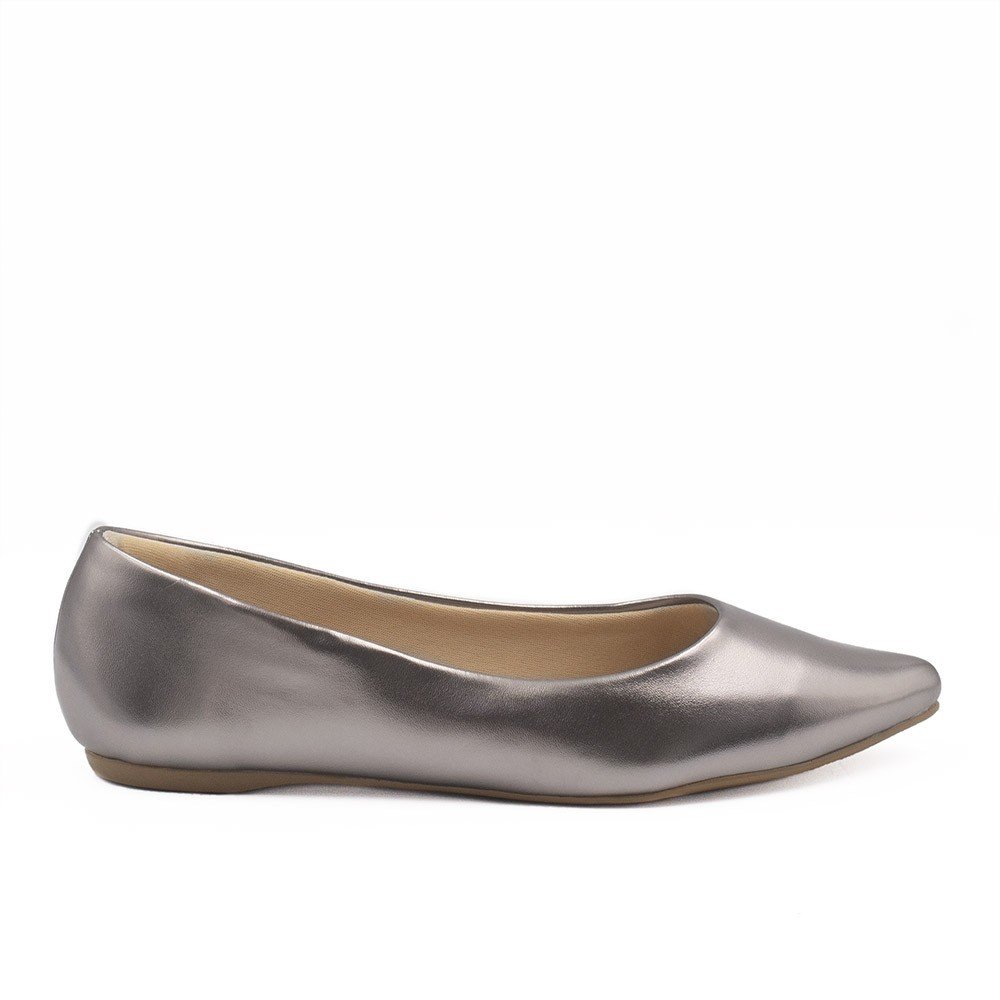 Sapatilha Zatta Flat Bico Fino Noely Prata Velho