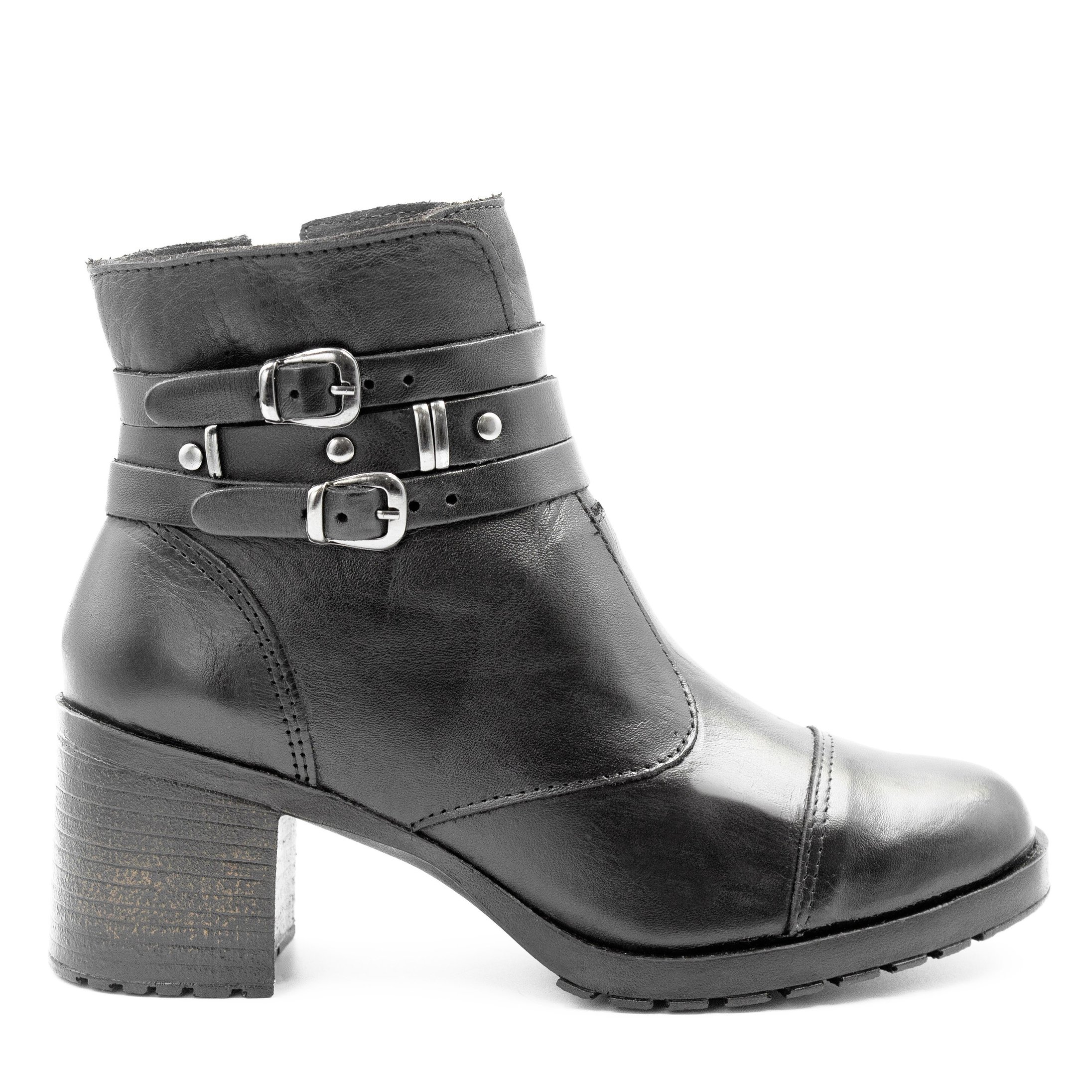 Bota Zatta Coturno Couro Fivela Mônica Preto 3