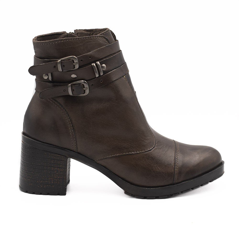 Bota Coturno Couro Fivela Mônica Café