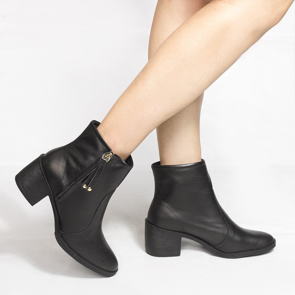 Bota Zatta Cano Médio Salto Bloco Violeta Preta Preto 2