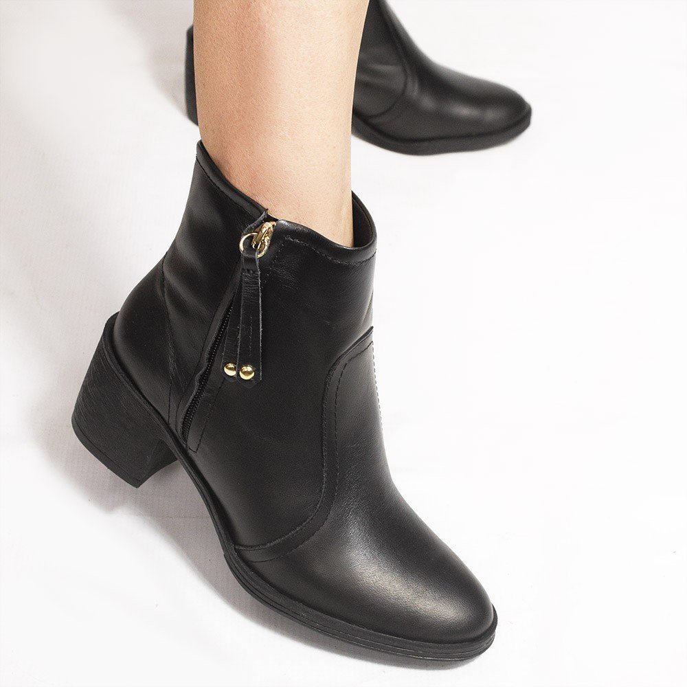 Bota Zatta Cano Médio Salto Bloco Violeta Preta Preto 4