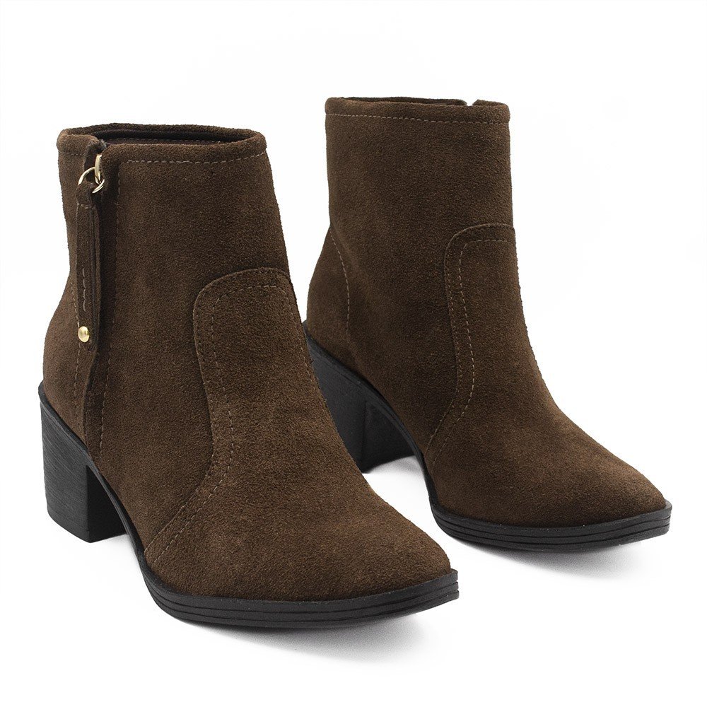 Bota Zatta Cano Médio Salto Bloco Violeta  Camurça Marrom Marrom 3