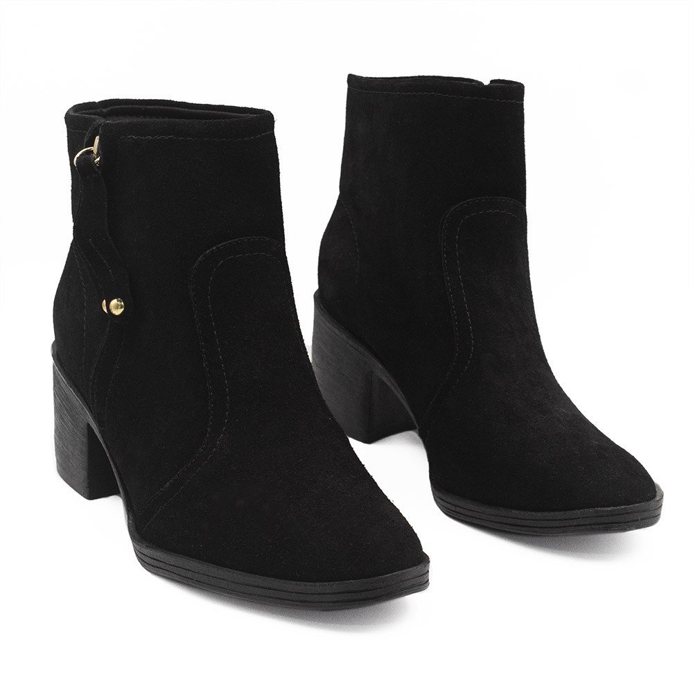 Bota Zatta Cano Médio Salto Bloco Violeta  Camurça Preta Preto 3