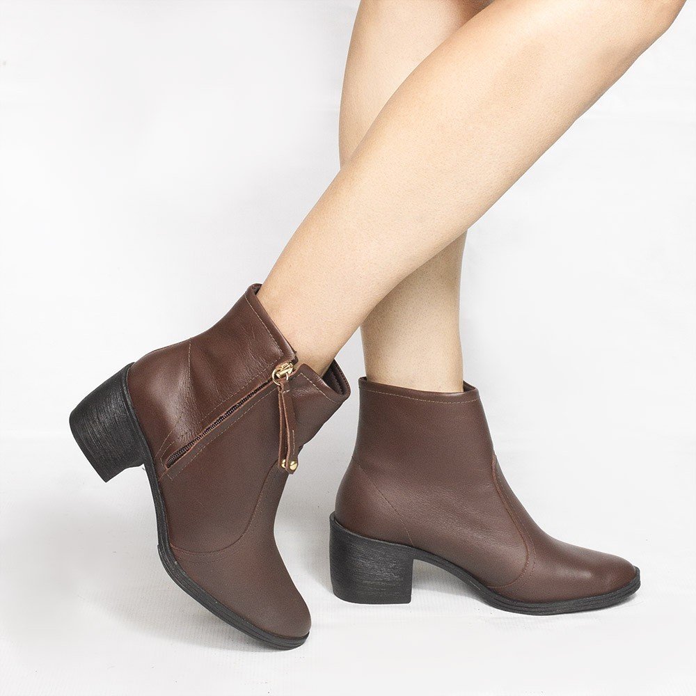 Bota Zatta Cano Médio Salto Bloco Violeta Marrom Marrom 2