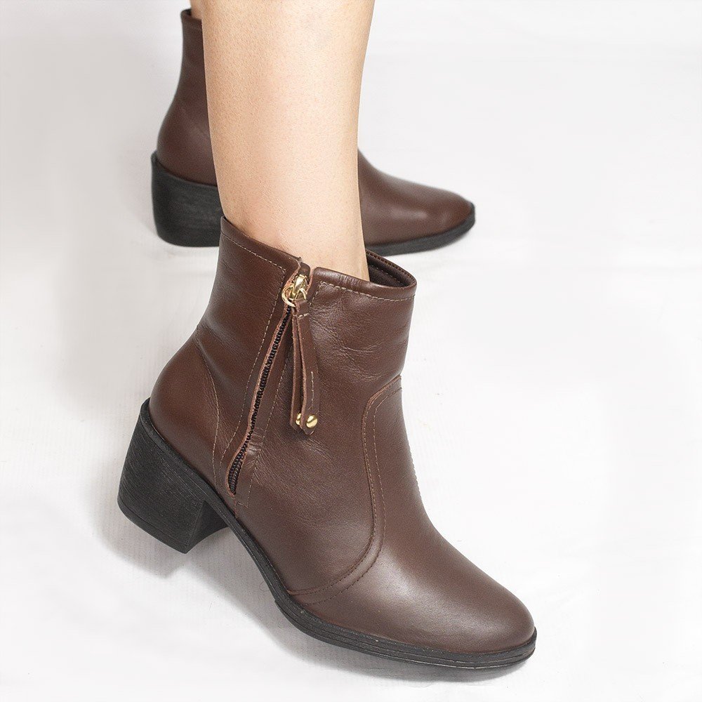 Bota Zatta Cano Médio Salto Bloco Violeta Marrom Marrom 4
