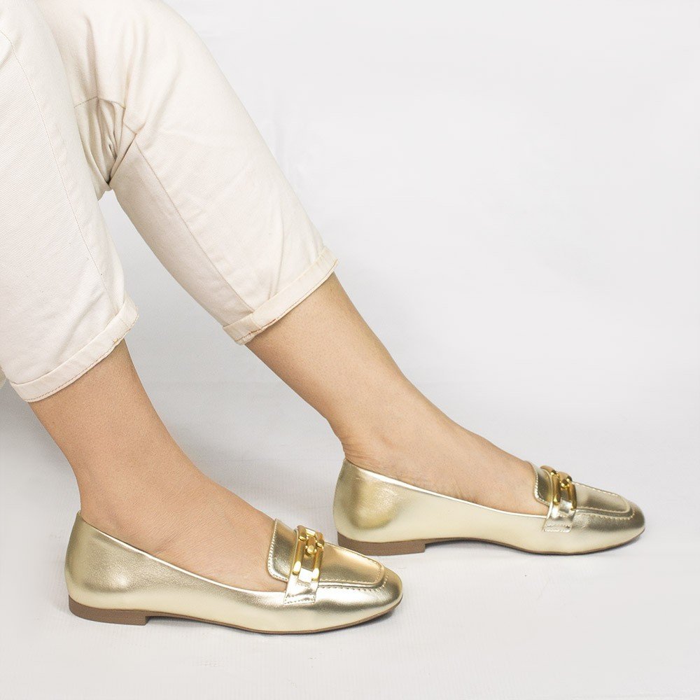 Mocassim Zatta Detalhe de Fivela Sirley Dourado Dourado 2