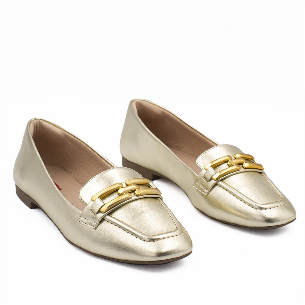 Mocassim Zatta Detalhe de Fivela Sirley Dourado Dourado 3