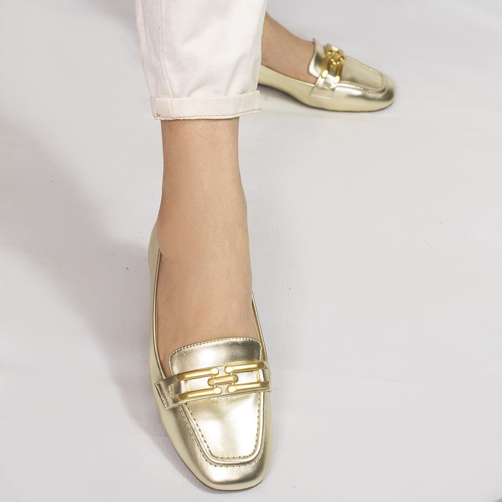 Mocassim Zatta Detalhe de Fivela Sirley Dourado Dourado 4